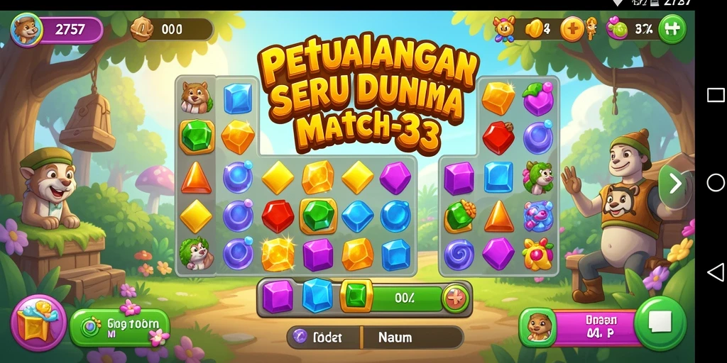 Tampilan menarik dari gameplay seru Match-3 di 2757.
