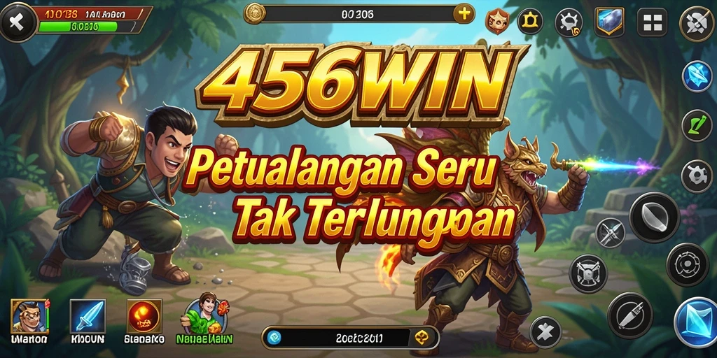 Tampilan gameplay dinamis di dunia penuh petualangan.