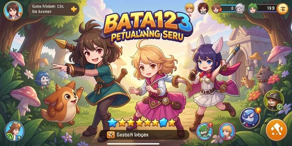 Tampilan gameplay BATA123 yang penuh warna dan seru.