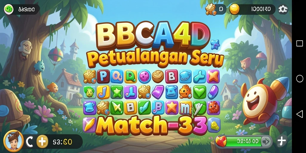 Tampilan menarik dari gameplay Match-3 di BBCA4D.