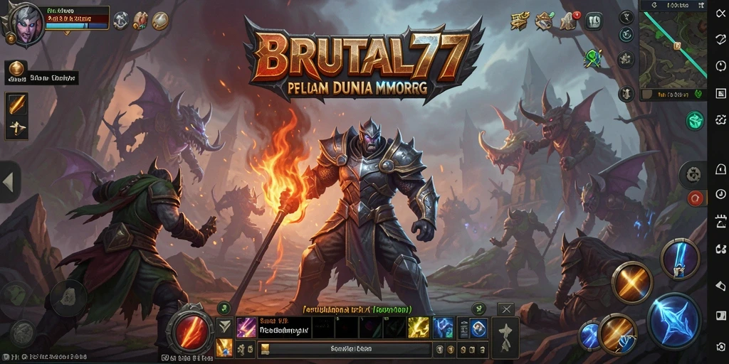 Gameplay seru BRUTAL77 menampilkan pertarungan dan eksplorasi.