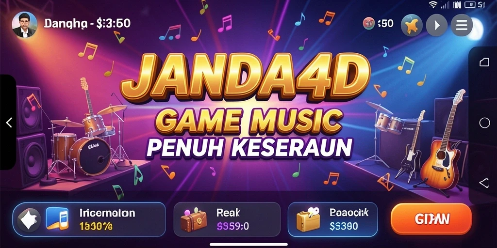 Tampilan menyenangkan dari gameplay JANDA4D dengan interaksi musik.