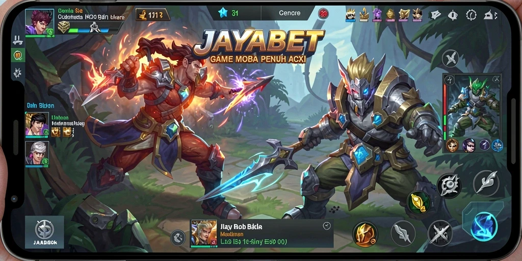 Tampilan gameplay seru saat bertarung dalam JAYABET di arena MOBA.