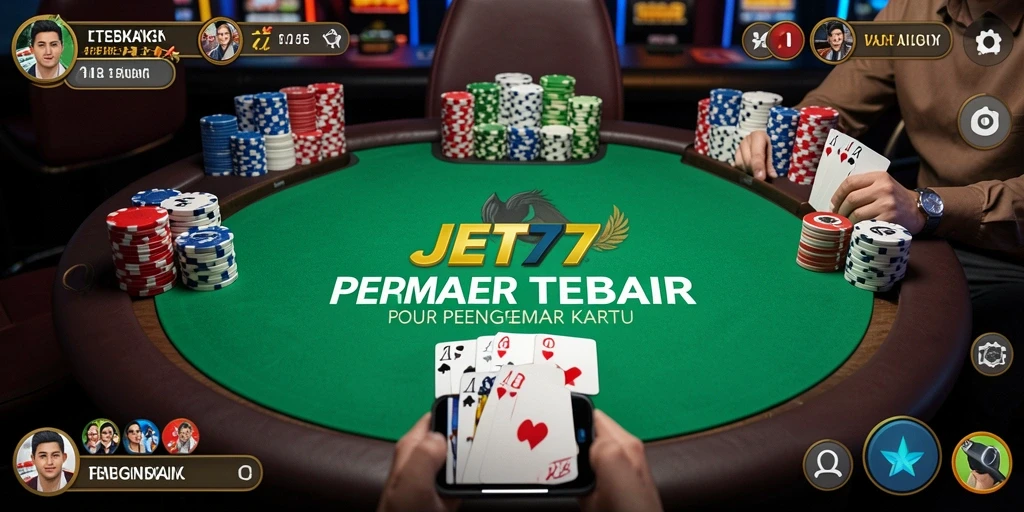 Tampilan screenshot utama JET77 menampilkan momen seru permainan poker.