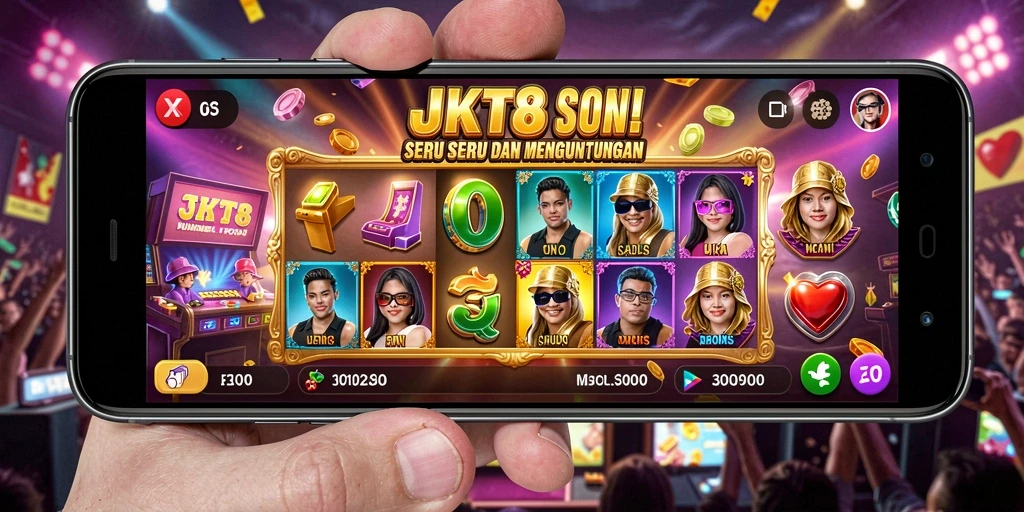 Tampilan menarik gameplay Slot di JKT8 yang penuh warna.