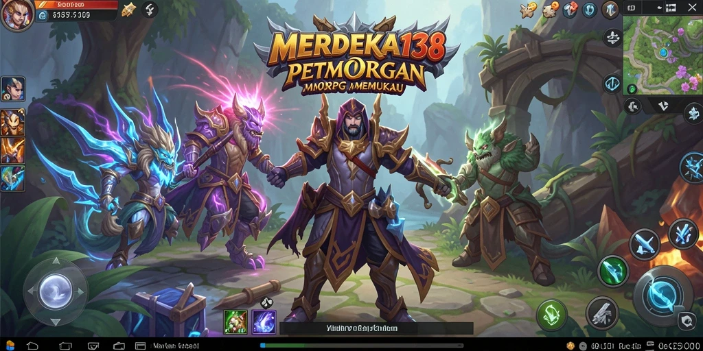 Tampilan gameplay MERDEKA138 dengan pertarungan epik dan dunia yang luas.