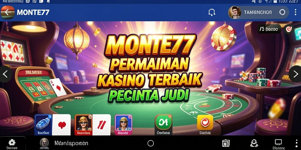 Tampilan gameplay seru di MONTE77 dengan berbagai pilihan permainan kasino.