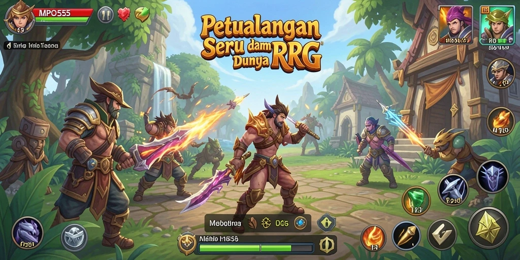 Screenshot MPO555 menampilkan aksi seru dalam pertempuran RPG.