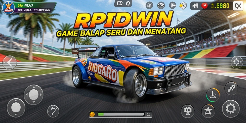 Tampilan gameplay RPIDWIN dengan aksi balap yang mendebarkan.