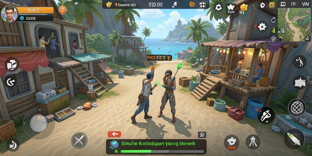 Screenshot gameplay RVIP2 menampilkan simulasi kehidupan yang mendalam.
