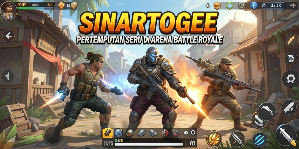 Screenshot gameplay SINARTOGEL menampilkan pertempuran seru di arena Battle Royale.
