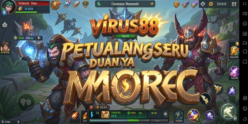 Screenshot utama gameplay <strong>VIRUS88</strong> menampilkan pertempuran epik dalam dunia MMORPG.